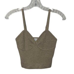The Drop Catalina Bralette Knit Crop Top Womens XXS Heather Sand New